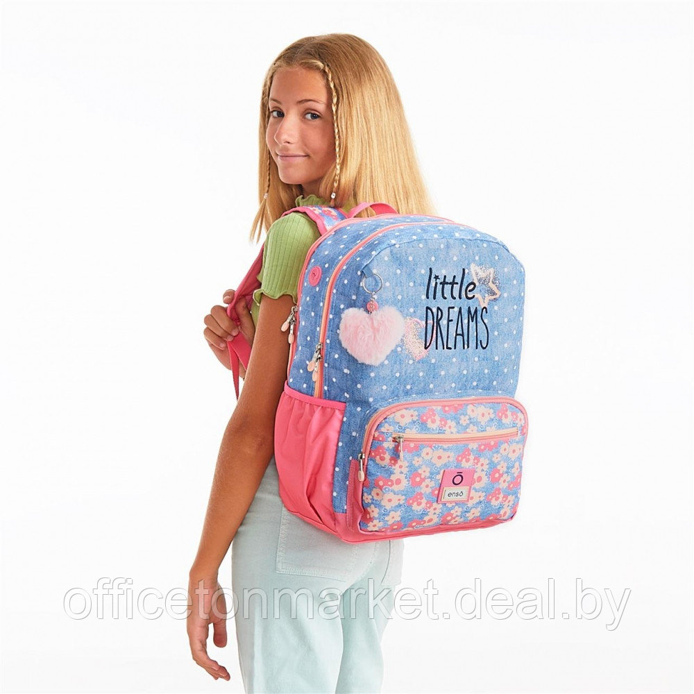 Рюкзак школьный Enso "Little dreams" L, голубой, розовый - фото 5 - id-p218087513
