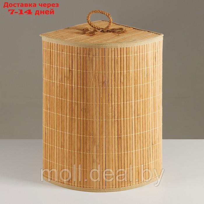 Корзина для хранения, угловая, с крышкой и ручками, складная, 32 х 32 х 50 см, бамбук, джут