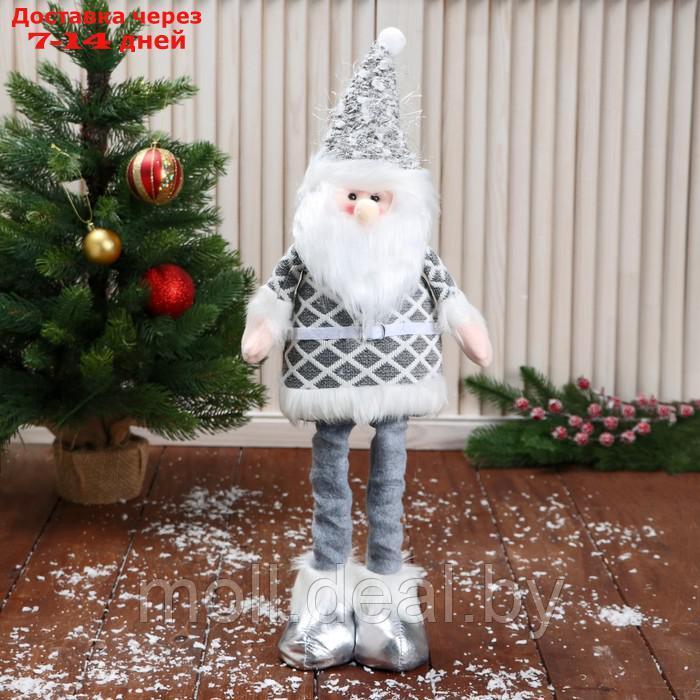 Мягкая игрушка "Дед Мороз в костюме с ремешком, длинные ножки" стоит, серый - фото 1 - id-p218073417