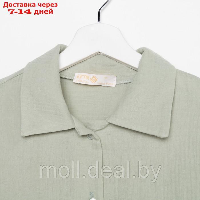 Пижама женская (рубашка и брюки) KAFTAN "Basic" размер 40-42, цвет зелёный - фото 2 - id-p218067346