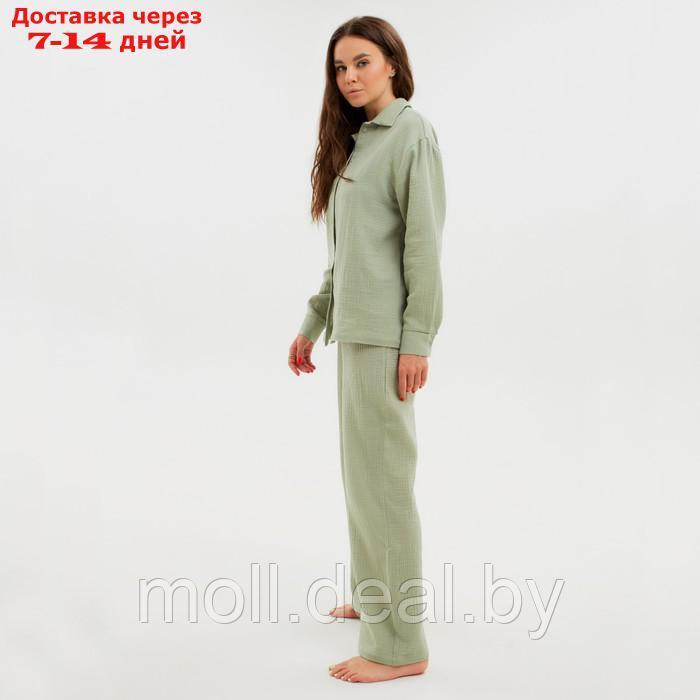 Пижама женская (рубашка и брюки) KAFTAN "Basic" размер 40-42, цвет зелёный - фото 3 - id-p218067346