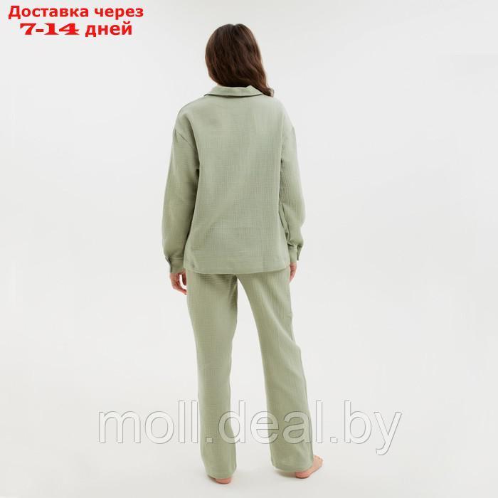 Пижама женская (рубашка и брюки) KAFTAN "Basic" размер 40-42, цвет зелёный - фото 4 - id-p218067346