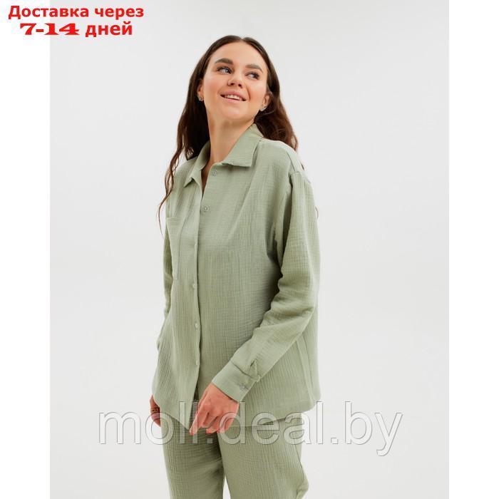 Пижама женская (рубашка и брюки) KAFTAN "Basic" размер 40-42, цвет зелёный - фото 5 - id-p218067346