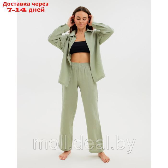 Пижама женская (рубашка и брюки) KAFTAN "Basic" размер 40-42, цвет зелёный - фото 6 - id-p218067346