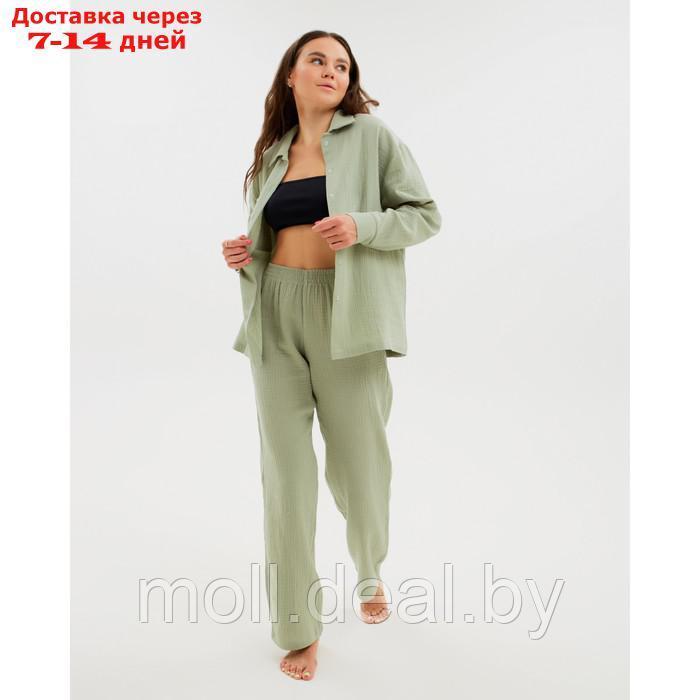 Пижама женская (рубашка и брюки) KAFTAN "Basic" размер 40-42, цвет зелёный - фото 7 - id-p218067346