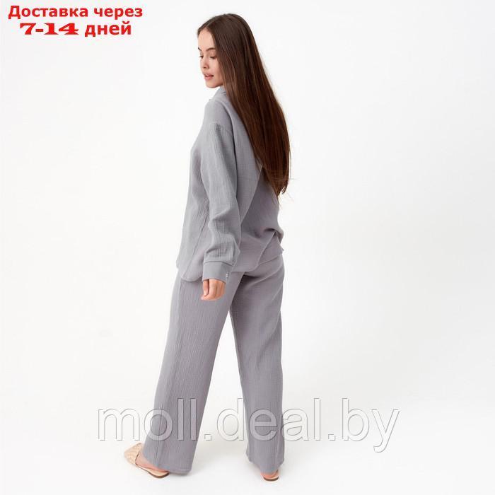 Пижама женская (рубашка и брюки) KAFTAN "Basic" размер 44-46, цвет серый - фото 3 - id-p218067417
