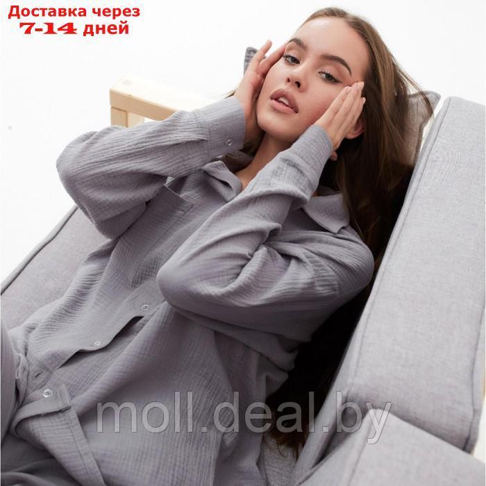 Пижама женская (рубашка и брюки) KAFTAN "Basic" размер 44-46, цвет серый - фото 6 - id-p218067417