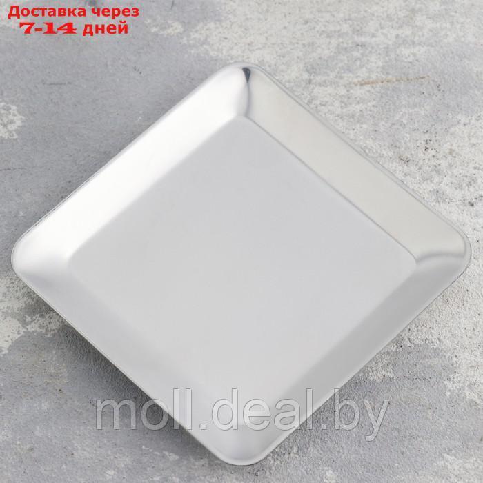 Подсвечник "Тарелка квадратная" металл на одну свечу, 12,6х1,3 см,хром - фото 3 - id-p217522600