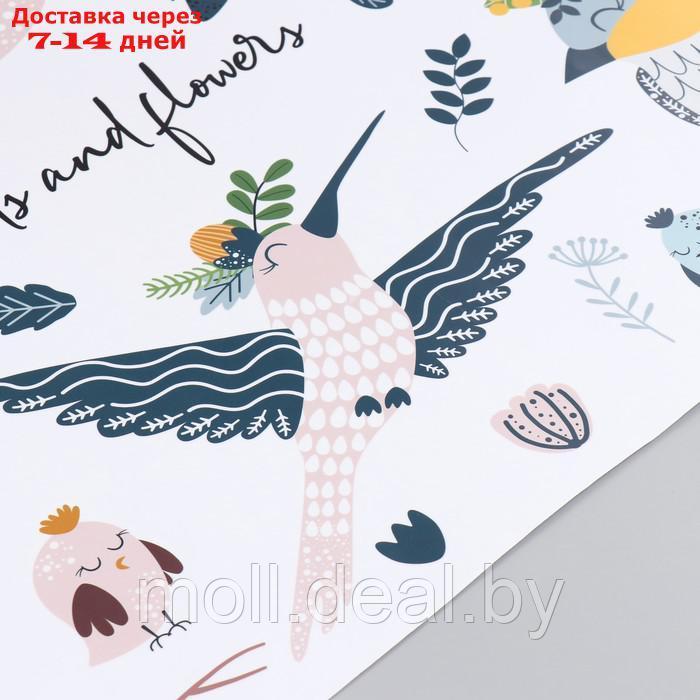 Наклейка пластик интерьерная цветная "Птицы с цветочками на голове" 60х90 см - фото 3 - id-p217522643