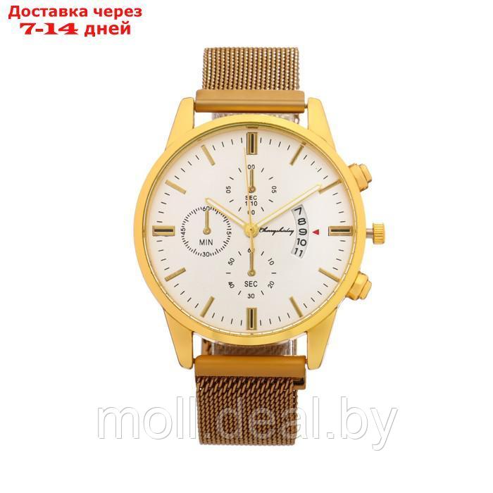 Часы наручные мужские "Эдди", d=4 см, длина ремешка 28 см, золото - фото 1 - id-p218068066