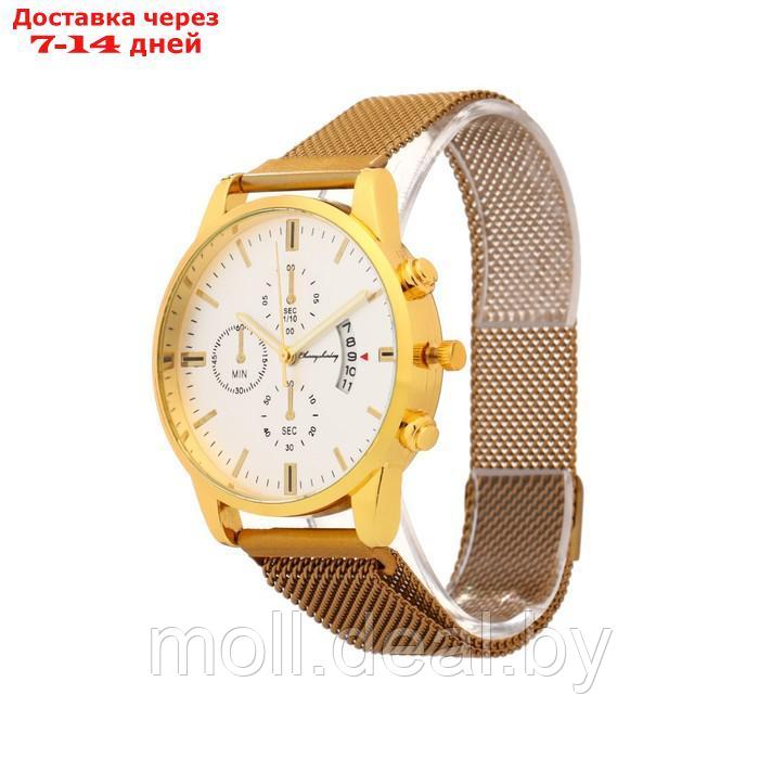 Часы наручные мужские "Эдди", d=4 см, длина ремешка 28 см, золото - фото 2 - id-p218068066