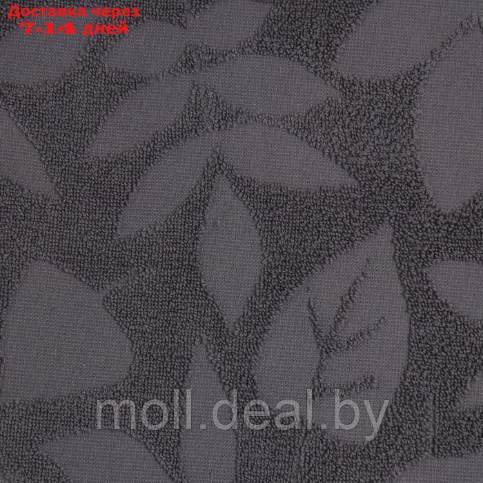 Полотенце махровое жаккардовое LoveLife Leaves 70х130 см, цвет тёмно-серый, 100% хл, 500 гр/м2 - фото 3 - id-p217523811