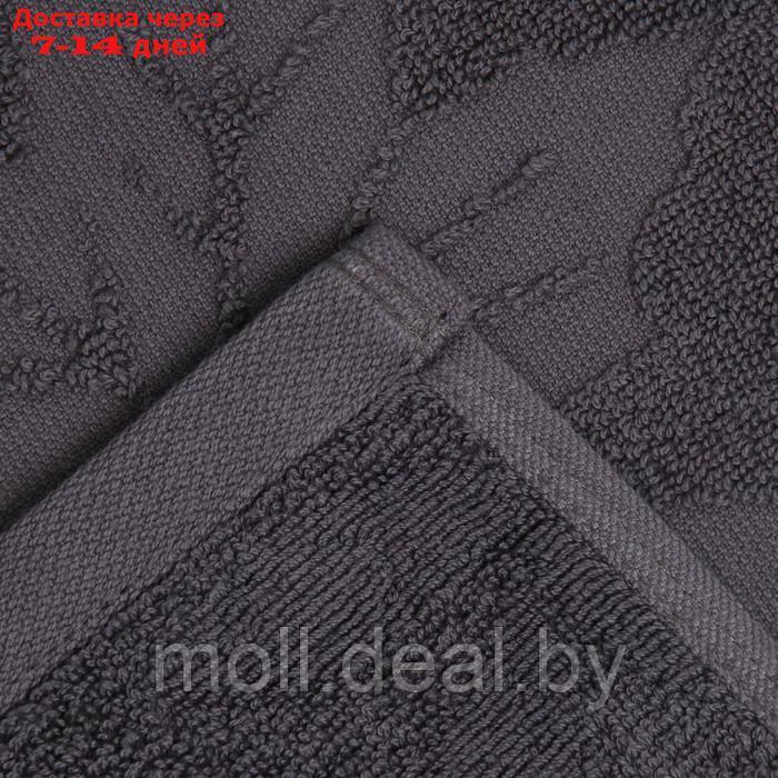 Полотенце махровое жаккардовое LoveLife Leaves 70х130 см, цвет тёмно-серый, 100% хл, 500 гр/м2 - фото 4 - id-p217523811