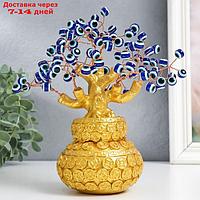 Сувенир бонсай "Денежное дерево в золотом горшке" 96 глазков 20х9х17 см