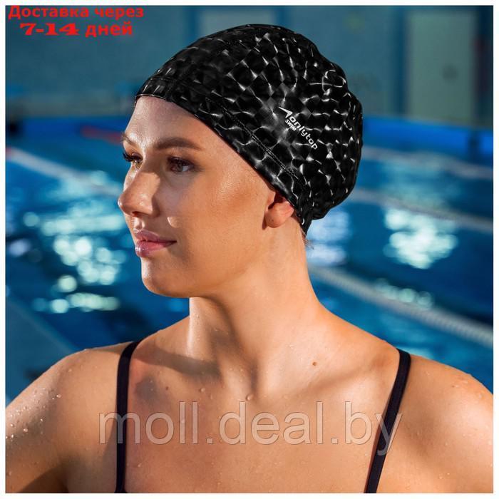 Шапочка для плавания взрослая, тканевая, обхват 54-60 см, цвет черный - фото 4 - id-p218068637