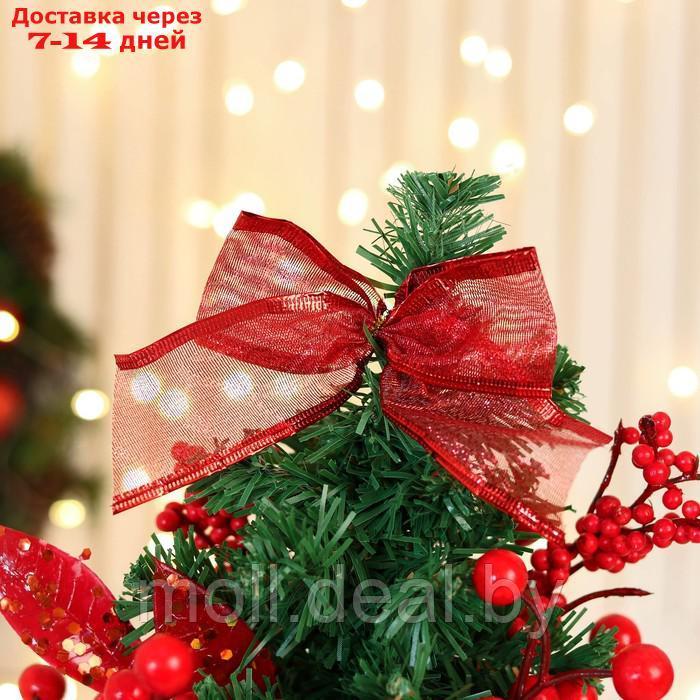 Ёлка декор "Праздничная" бантик листья ягоды, 14х26 см, красный - фото 2 - id-p217522978