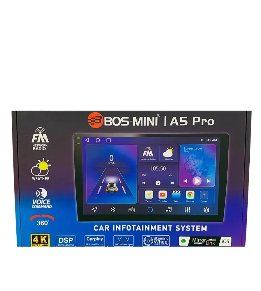 Автомагнитола BOS-MINI A5 PRO, 8 ядерный процессор, 2din (2+32 Gb, 9 дюймов) Android 12.0 - фото 1 - id-p217174451