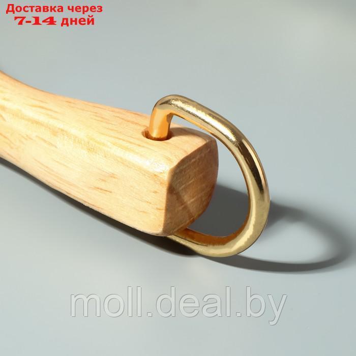 Ручки для сумки деревянные, с полукольцами, 10,3 × 8 см, 2 шт, цвет бежевый/золотой - фото 4 - id-p217523049