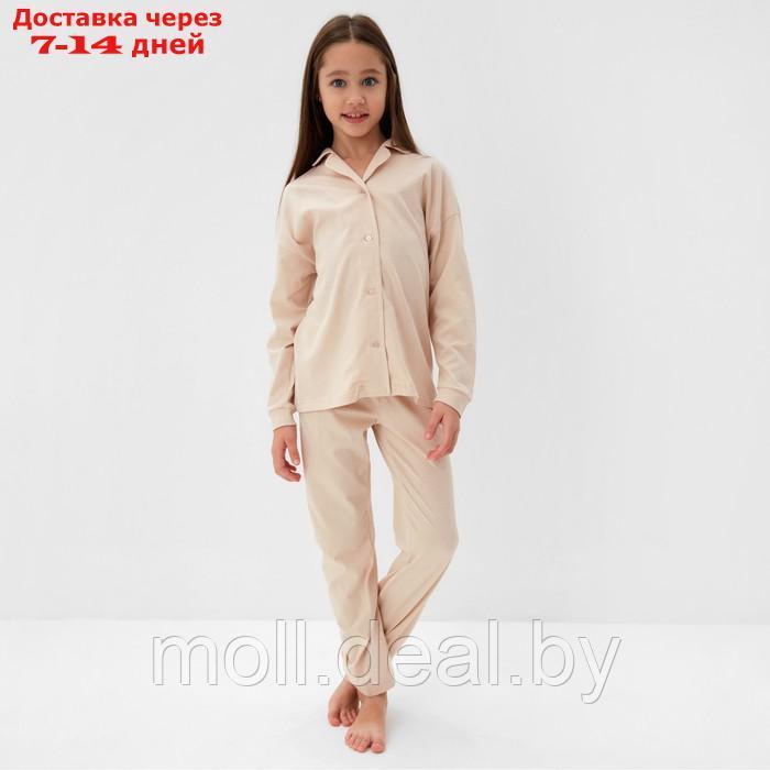 Пижама детская (рубашка и брюки) MINAKU, цвет бежевый, рост 104 см - фото 1 - id-p218073010