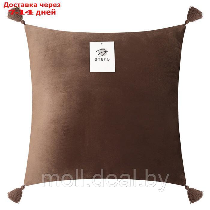 Чехол на подушку с кисточками Этель цвет кофе, 45х45 см, 100% п/э, велюр - фото 4 - id-p217523132
