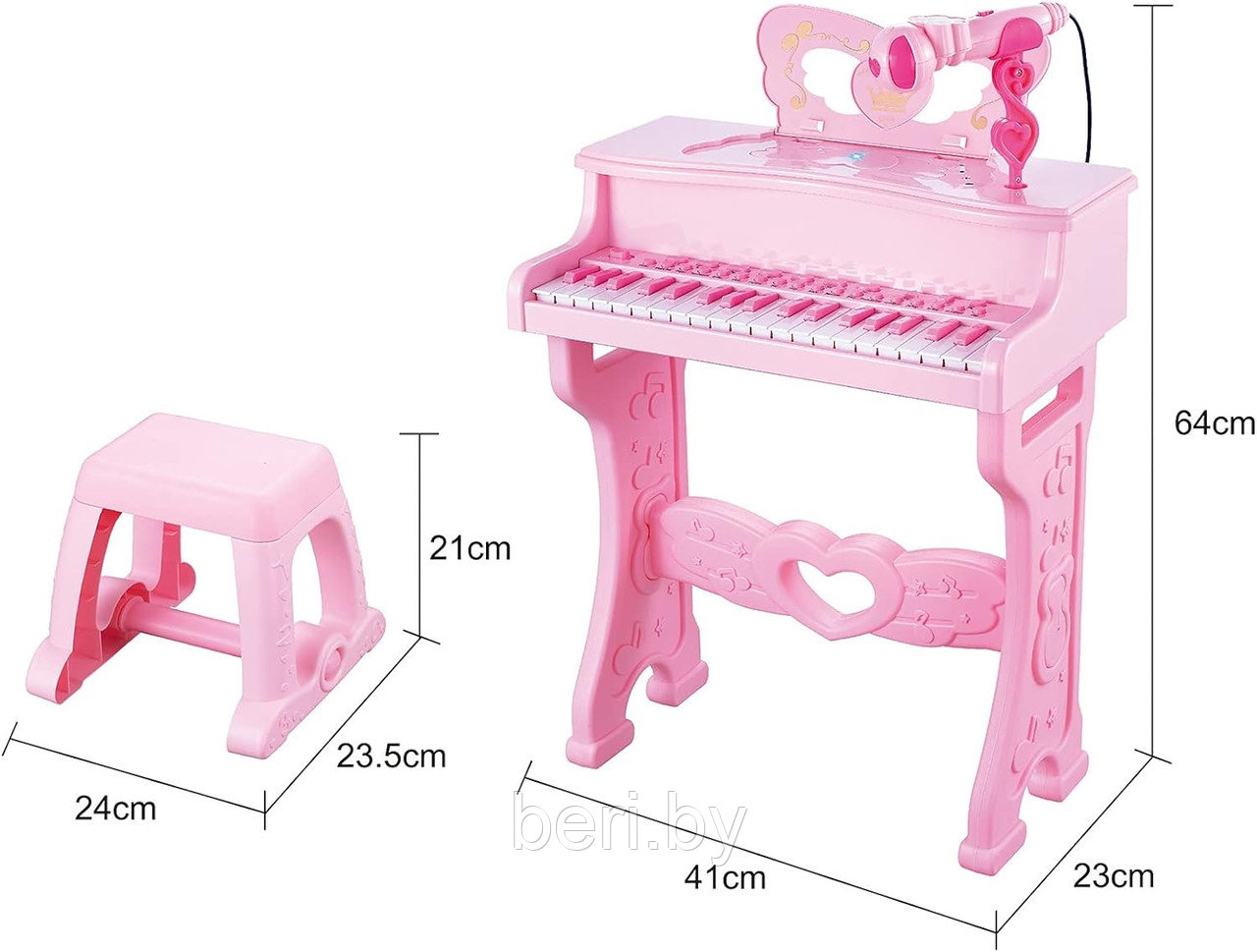 6626R Синтезатор, пианино детское со стулом, дeтский cинтезaтоp с микрофоном, 37 клавиш - фото 4 - id-p218089265