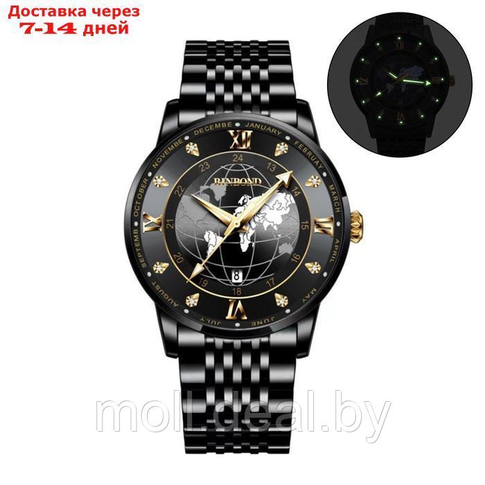 Часы наручные кварцевые мужские, d-43.5 см, ремешок l-26 см, 5 АТМ, светящиеся - фото 1 - id-p218069714
