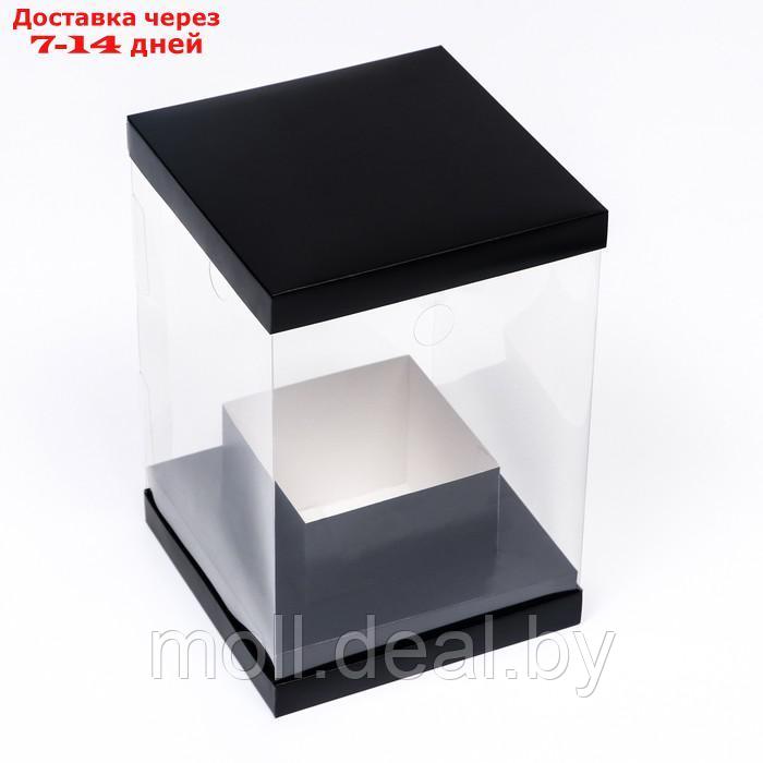 Коробка для цветов с вазой и PVC окнами складная, 16 х 23 х 16 см черный - фото 2 - id-p217520649