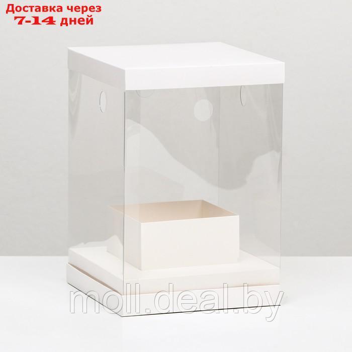 Коробка для цветов с вазой и PVC окнами складная, 16 х 23 х 16 см белый - фото 1 - id-p217520650