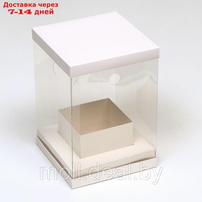 Коробка для цветов с вазой и PVC окнами складная, 16 х 23 х 16 см белый - фото 2 - id-p217520650