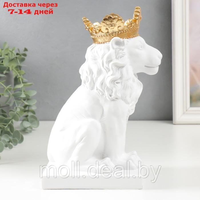 Сувенир полистоун подсвечник "Белый лев в золотой короне" 24,5х14х11,5 см - фото 2 - id-p218066561
