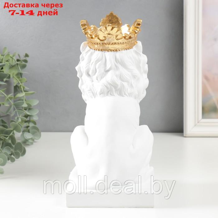 Сувенир полистоун подсвечник "Белый лев в золотой короне" 24,5х14х11,5 см - фото 3 - id-p218066561