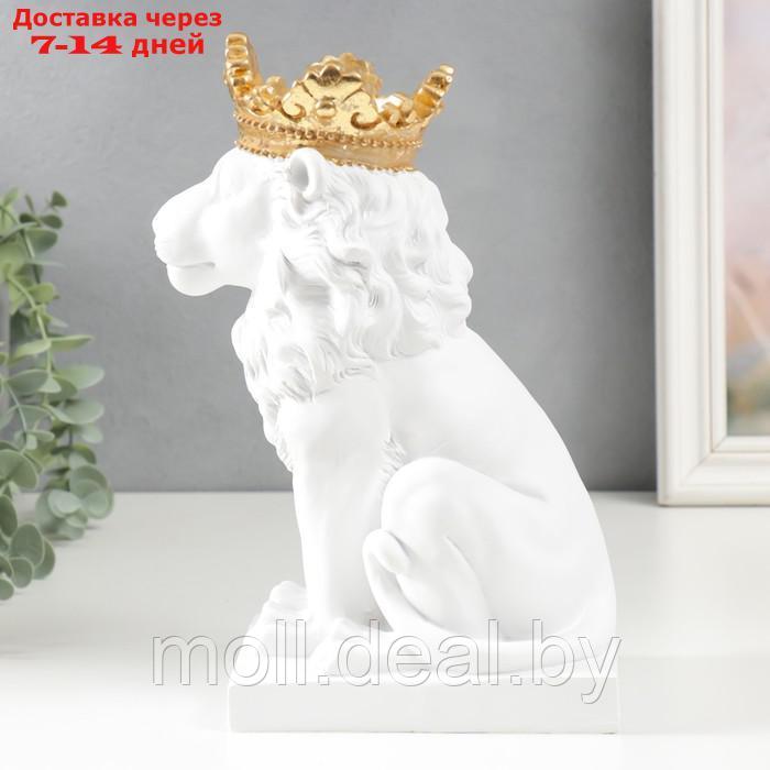 Сувенир полистоун подсвечник "Белый лев в золотой короне" 24,5х14х11,5 см - фото 4 - id-p218066561