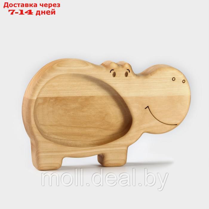 Менажница - тарелка деревянная Adelica "Бегемотик", 19,5×12,5×1,8 см, берёза - фото 2 - id-p217523343