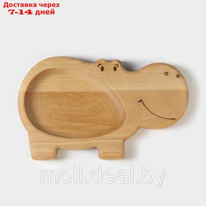 Менажница - тарелка деревянная Adelica "Бегемотик", 19,5×12,5×1,8 см, берёза - фото 3 - id-p217523343