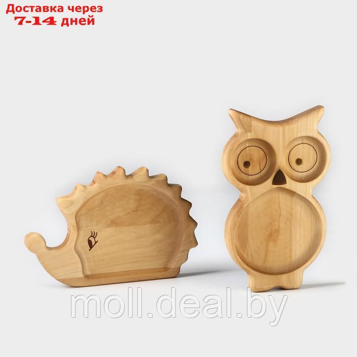 Набор деревянной посуды Adelica "Советское детство", ежик 21×14×1,8 см, сова 21,5×13×1,8 см, в подарочной - фото 3 - id-p217523346