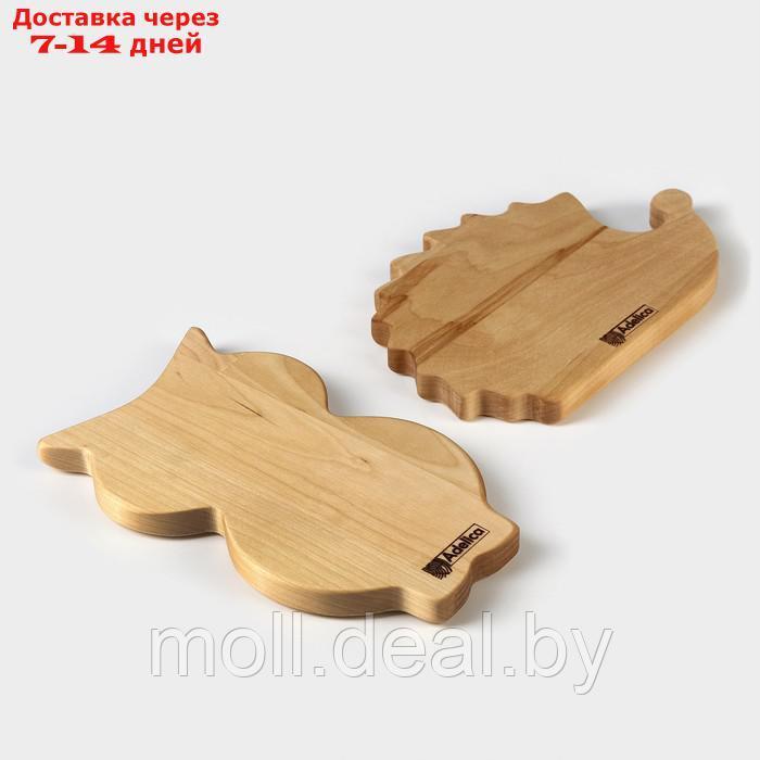 Набор деревянной посуды Adelica "Советское детство", ежик 21×14×1,8 см, сова 21,5×13×1,8 см, в подарочной - фото 6 - id-p217523346