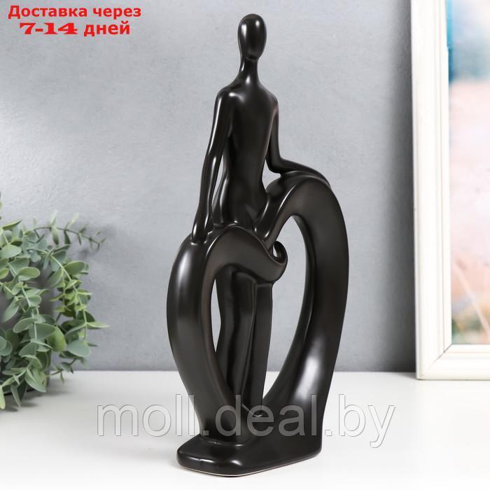 Сувенир керамика "Человек и сердце" чёрный 7х18х31,5 см - фото 2 - id-p218070099