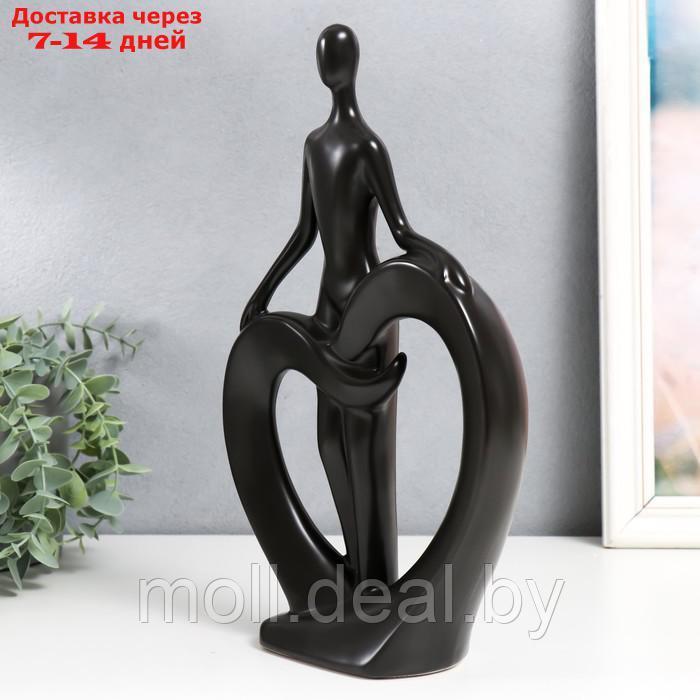 Сувенир керамика "Человек и сердце" чёрный 7х18х31,5 см - фото 4 - id-p218070099
