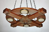 Люстра рустикальная деревянная "Сельская Премиум №6" на 4 лампы