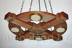 Люстра рустикальная деревянная "Сельская Премиум №6" на 4 лампы