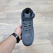 Кроссовки Nike Air Force 1 Mid Gray Red с мехом, фото 3