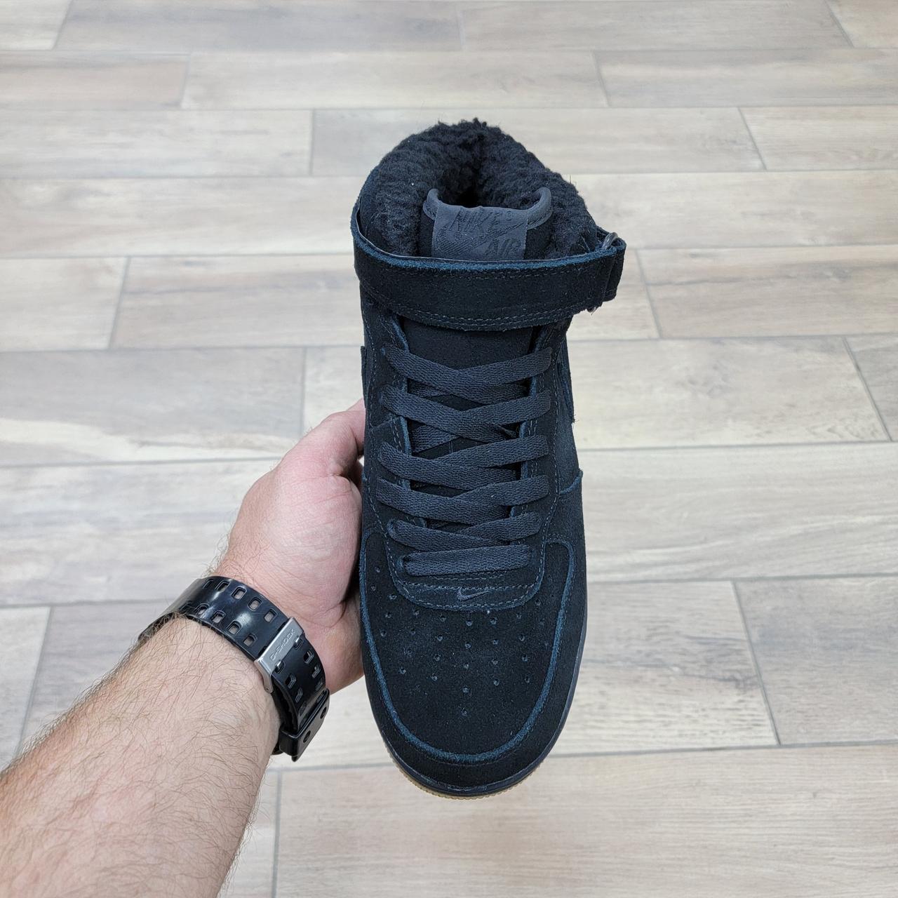 Кроссовки Nike Air Force 1 Mid Black Gum с мехом - фото 3 - id-p169834043