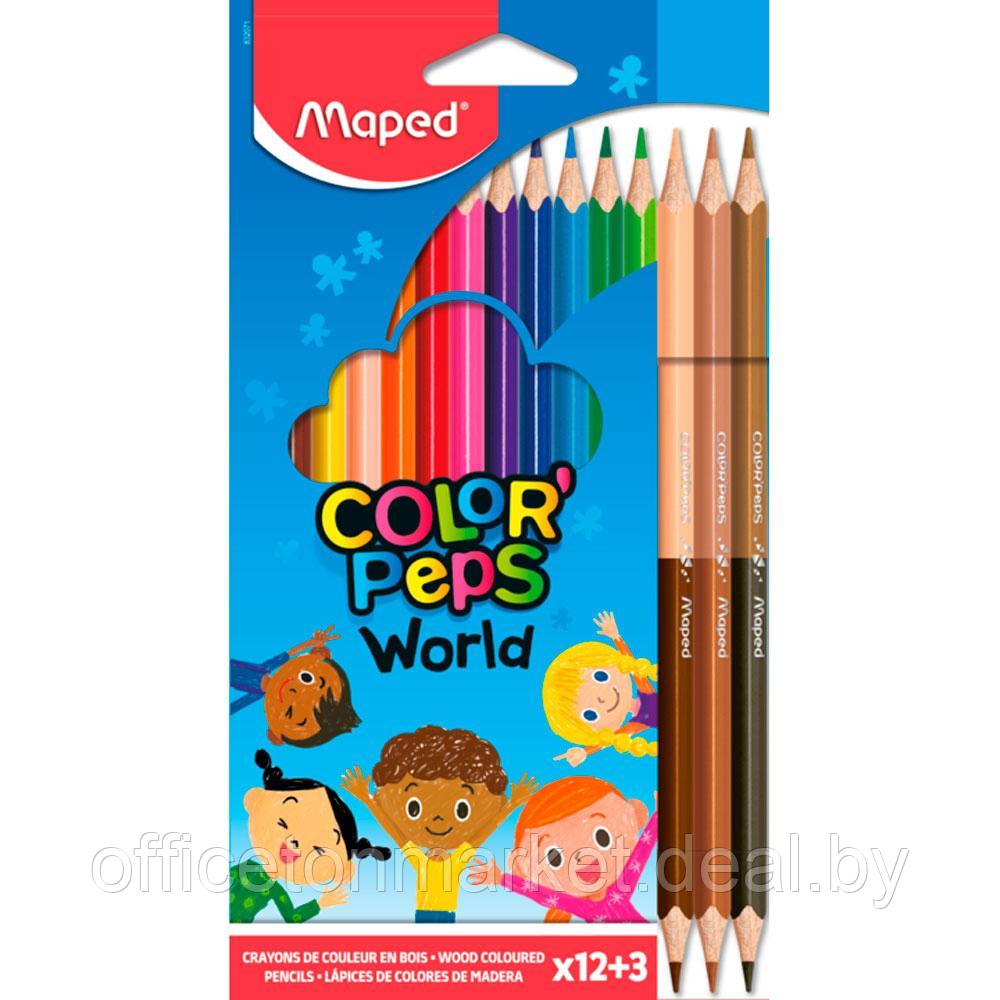 Цветные карандаши Maped "Skin Tones", 12+3 шт - фото 1 - id-p218046224