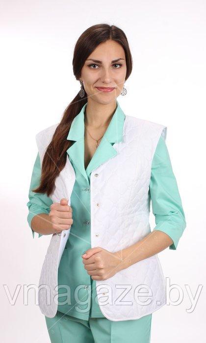 Медицинская жилетка, женская на кнопки (без отделки, цвет белый) - фото 1 - id-p218090761