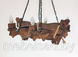Люстра рустикальная деревянная "Сельская Премиум №9" на 4 лампы