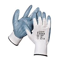Перчатки нейлоновые с нитриловым покрытием Бабблер Cerva (цвет бело-серый)