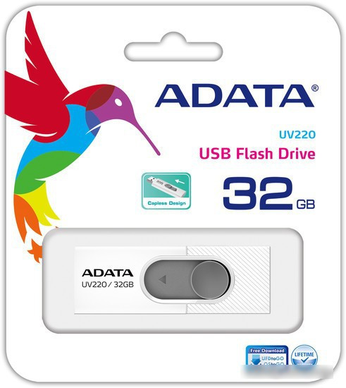 USB Flash A-Data UV220 32GB (белый/серый) - фото 3 - id-p218091078