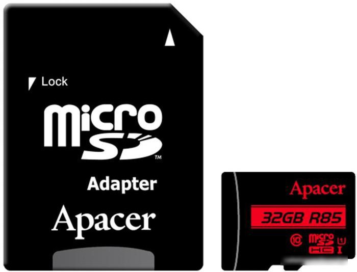 Карта памяти Apacer microSDHC AP32GMCSH10U5-R 32GB (с адаптером) - фото 1 - id-p218091105