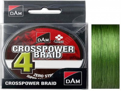 Леска плетеная DAM CROSSPOWER 4-BRAID 150m 0.17mm 9.0kg 20LBS GREEN - фото 1 - id-p218092361