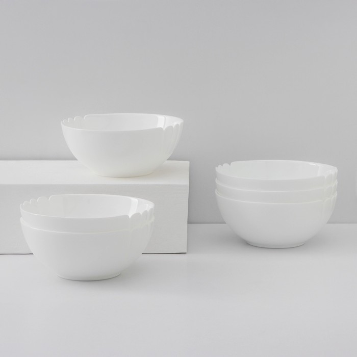Набор салатников Luminarc Lotusia, d=18 см, стеклокерамика, 6 шт, цвет белый - фото 1 - id-p218095674